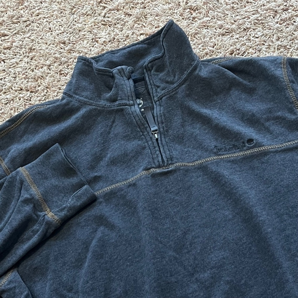 Timberland Charcoal Gray 1/4 Zip Pullover Sweater Long Sleeve Cotton Men's Sz L‎